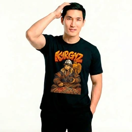 Футболка базовая унисекс "Сын степи", черная - Сүрөт 1