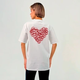 Футболка женская базовая "Поцелуи любви", белая - Сүрөт 1