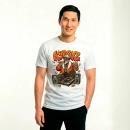 Футболка базовая унисекс "Kyrgyz Street Music", белая - Сүрөт 1