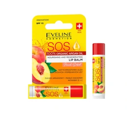 Бальзам для губ Peach Sorbet Sos 100% organic argan oil Eveline - Сүрөт 1