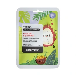 Тонизирующая тканевая маска для лица Cafe Mimi маракуйя + драгонфрут - Сүрөт 1