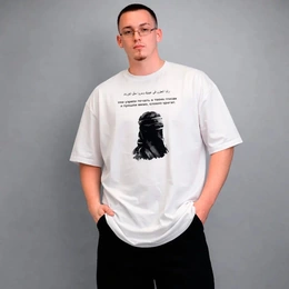 Футболка оверсайз унисекс "Тишина взгляда", белая - Сүрөт 1