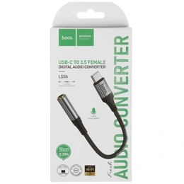 Кабель Hoco USB Type-C - jack 3.5 мм 0,1 м черный - Сүрөт 2