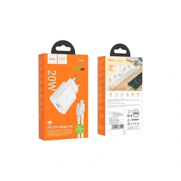 Зарядное устройство HOCO C94A Metro single port PD20W charger set Type-C to Type-C (White) - Сүрөт 1