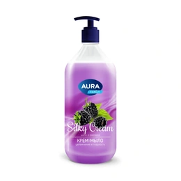 Жидкое крем-мыло Silky Cream Шелк и ежевика Aura, 1 л - Сүрөт 1