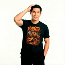 Футболка базовая унисекс "Kyrgyz Pride", черная - Сүрөт 1