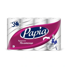 Полотенца бумажные Papia, 3 слоя, 4 рулона - Сүрөт 1