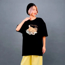 Футболка оверсайз унисекс “I’m OK”, черная - Сүрөт 1