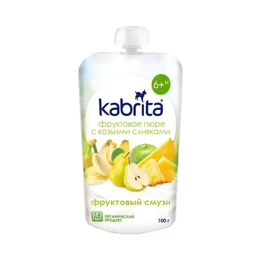 Фруктовое пюре с козьими сливками Kabrita "Фруктовый смузи", 100 г - Сүрөт 1