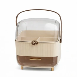 Органайзер для косметики с ящиками, бежевый - Сүрөт 1