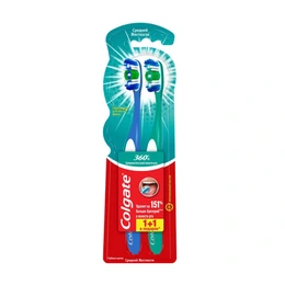Зубная щетка Colgate 360° Clean антибактериальная средней жесткости 1+1 - Сүрөт 1