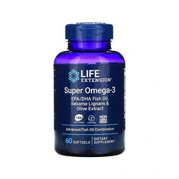 Добавка Life Extension Super Omega-3 с EPA/DHA, сезамом и оливковым экстрактом, 60 капсул - Сүрөт 1