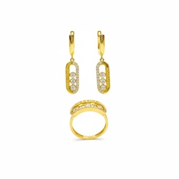 Комплект в желтом золоте 585, вес 10,04 г, размер кольца 17,5  - Сүрөт 1