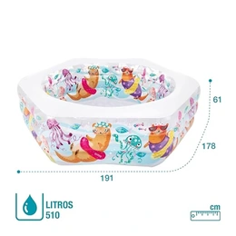 Надувной бассейн Intex Swim Center Ocean Reef, 191×178×61 см, 510 л - Сүрөт 1