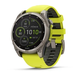 Garmin fenix 8 – 47mm SOLAR Sapphire Titanium with Amp Yellow/Graphite Silicone Band - Сүрөт 1