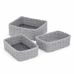 Плетеный набор органайзер для хранения, серый - Сүрөт 2