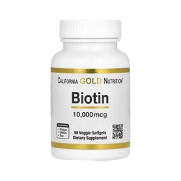 Добавка California Gold Nutrition Biotin 10,000 mcg, 90 капсул - Сүрөт 1