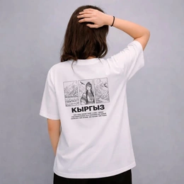 Футболка базовая унисекс КЫРГЫЗ Национальный стиль белая - Сүрөт 1