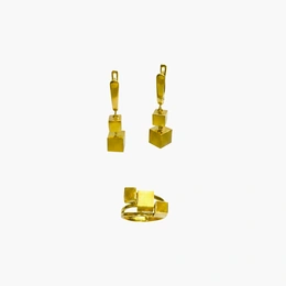 Комплект в желтом золоте 585, вес 6,64 г, размер кольца 17 - Сүрөт 1