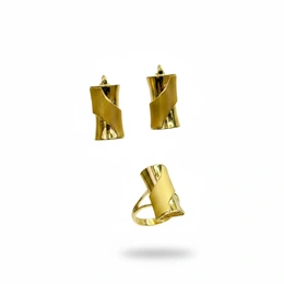 Комплект в желтом золоте 585, вес 10,25 г, размер кольца 17,5 - Сүрөт 1