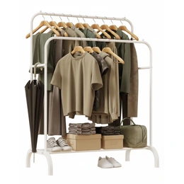 Напольная вешалка для одежды в прихожую металлическая, белый - Сүрөт 2
