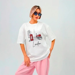 Футболка оверсайз унисекс "Британская Классика Лондонский стиль", белая - Сүрөт 1