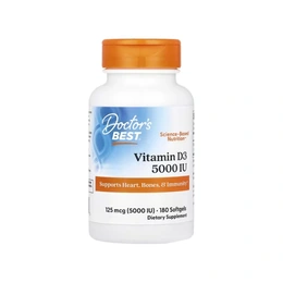 Добавка Doctor's Best Vitamin D3 5000 IU, 180 капсул - Сүрөт 1
