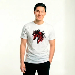 Футболка базовая унисекс "Огненный конь", белая - Сүрөт 1