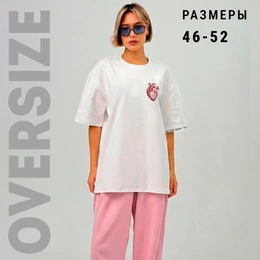 Футболка оверсайз женская "Живое сердце", белая - Сүрөт 2