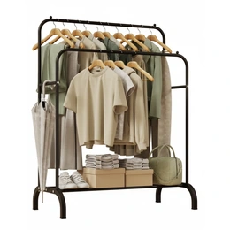 Напольная вешалка для одежды в прихожую металлическая, черный - Сүрөт 2