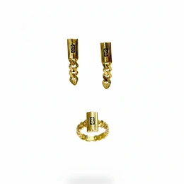 Комплект в желтом золоте 585, вес 5,2 г, размер кольца 17 - Сүрөт 1