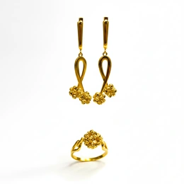 Комплект в желтом золоте 585, вес 9,54 г, размер кольца 19,5 - Сүрөт 1