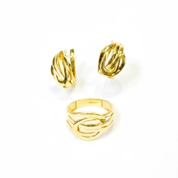 Комплект в желтом золоте 585, вес 7,44 г - Сүрөт 1