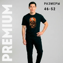 Футболка базовая унисекс "Воин степи", черная - Сүрөт 2