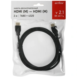 Кабель HDMI - HDMI Aceline 2 м черный - Сүрөт 4