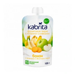 Фруктовое пюре Kabrita «Банан с печеньем и яблочным пюре», 100 г - Сүрөт 1