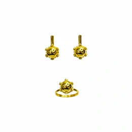 Комплект в желтом золоте 585, вес 10,49 г, размер кольца 18 - Сүрөт 1