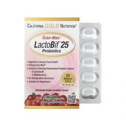 Добавка California Gold Nutrition LactoBif CranMax 25B, 30 капсул - Сүрөт 1