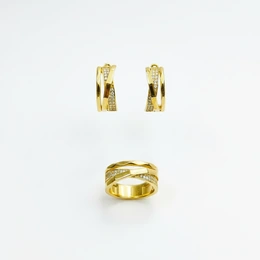 Комплект в желтом золоте 585, вес 7,81 г, размер кольца 17,5 - Сүрөт 1