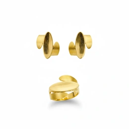 Комплект в желтом золоте 585, вес 8,29 г, размер кольца 19 - Сүрөт 1