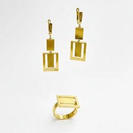 Комплект в желтом золоте 585, вес 14,32 г, размер кольца 17,5 - Сүрөт 1