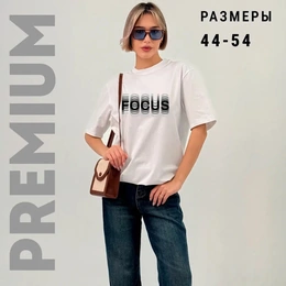 Футболка базовая унисекс "FOCUS" Эффект двоения, белая - Сүрөт 2