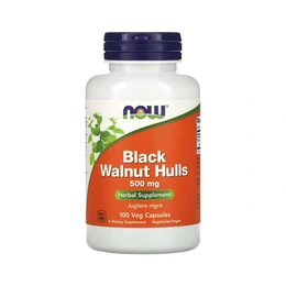 Добавка NOW Black Walnut Hulls 500 мг, 100 капсул - Сүрөт 1
