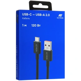 Кабель KEYRON USB Type-C - USB Type-A 1 м черный - Сүрөт 2