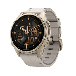 Смарт-часы Garmin Fenix 8 43 мм, Amoled Sapphire с кожано-золотистым ремешком - Сүрөт 1