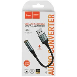 Кабель Hoco USB Type-A - jack 3.5 0,1 м черный - Сүрөт 2