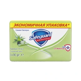 Мыло туалетное твердое Safeguard Аромат Алоэ, 3 х 90 г - Сүрөт 1