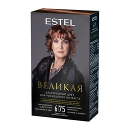 Крем-краска для седых волос 6/75 тёмно-русый коричнево-красный Великая Estel, 150 мл - Сүрөт 1