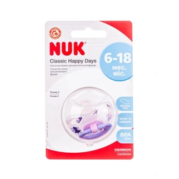 Пустышка силиконовая Nuk Classic Happy Days, 6-18 месяцев, 1 шт - Сүрөт 1