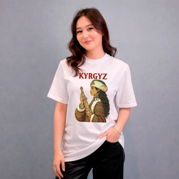 Футболка базовая унисекс "Kyrgyz Heritage", белая - Сүрөт 1